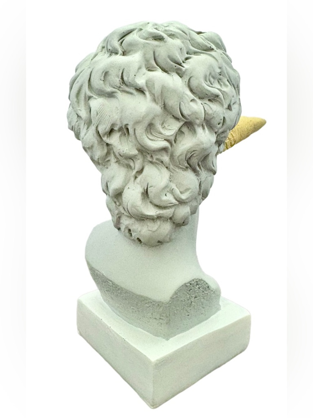 Funny David Ice Cream Cone White Gray Bust Resin Sculpture Paperweight Decor - Picture 2 of 4